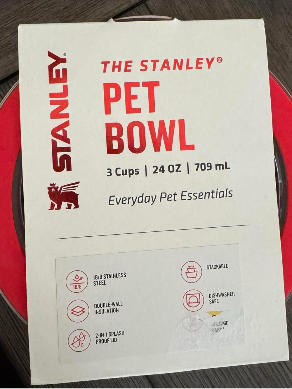 Stanley Red Pet Bowl with Stainless Steel Interior